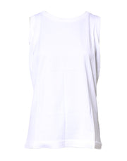 White Cotton Sleeveless Crew Neck T-shirt