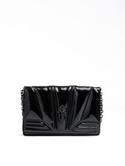 Black GT patent leather bag with chain