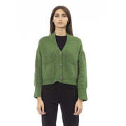 Green Merino Wool Women Cardigan