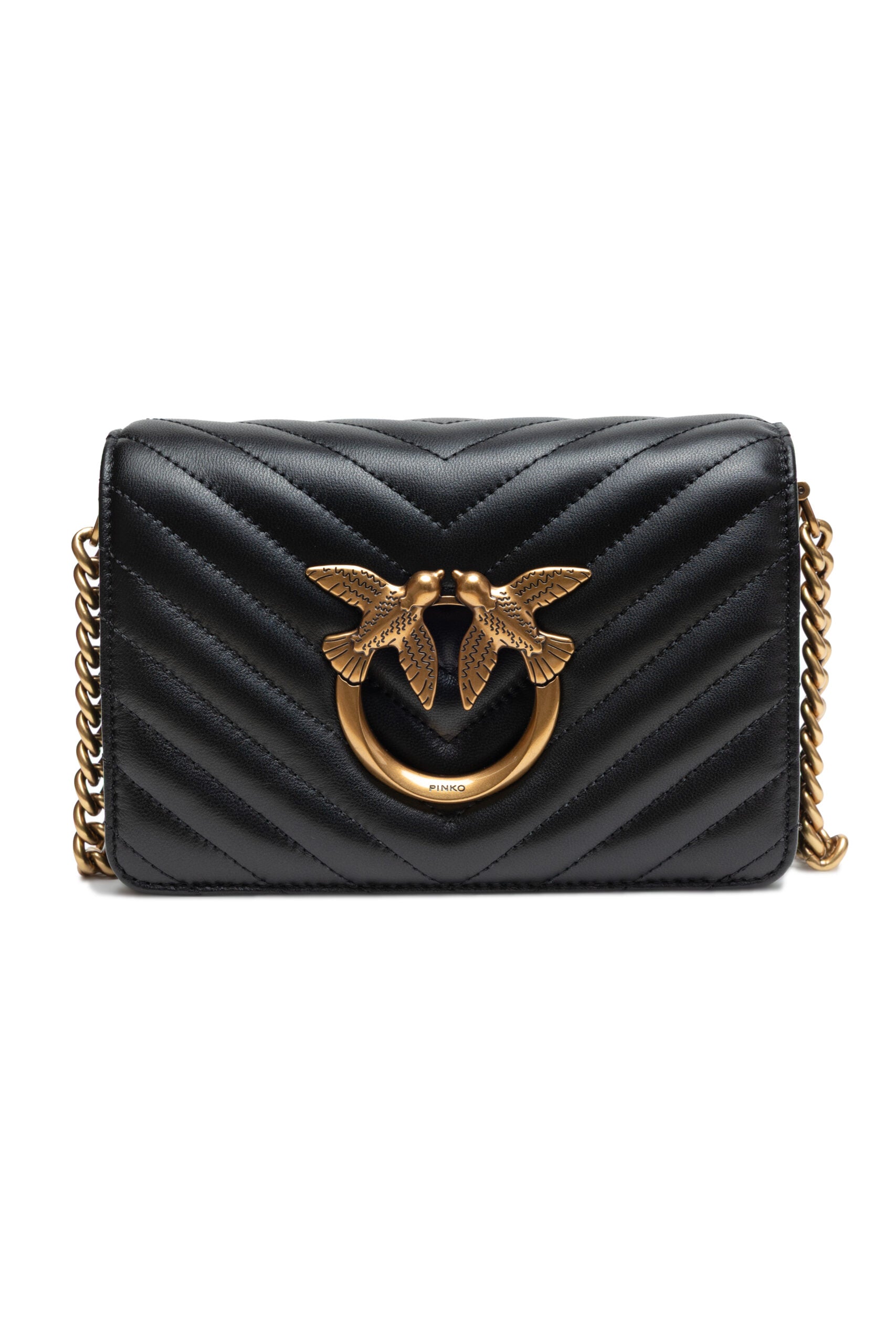 Black Leather Love Click Mini Shoulder Bag
